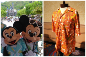 Disneyland, Micky and Minnie Mouse and Aloha wear.