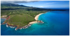 Makena Beach from the air, Maui.